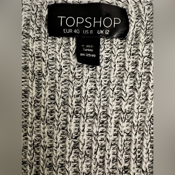 TOPSHOP faux wrap V neck knit sweater
Gray/black Longer in back. Size 8 med
EUC - Picture 7 of 7